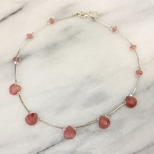 Cherry Quartz Pendants Sterling Silver Necklace